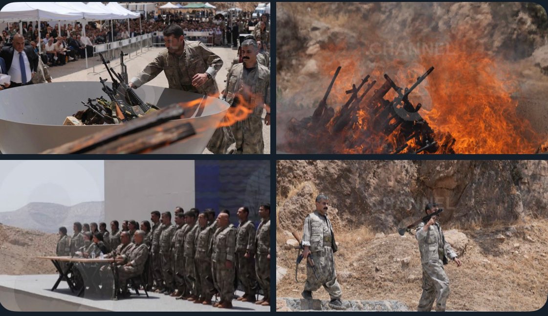 Terör örgütü PKK’dan bir grup, Irak’ın Süleymaniye kentinde düzenlenen sembolik